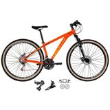 Bicicleta Aro 29 Absolute Nero 4 Câmbios Shimano 24v Freios Hidráulicos Laranja Tam.15
