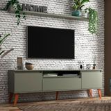 Rack Para Tv Com Prateleira 180cm Retro Mdf Verde Dallas - On Móveis