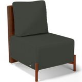 Poltrona Decorativa Sala De Estar Living Pés Madeira Hungria L02 Couríssimo Marrom Linho Verde Musgo