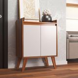 Aparador Buffet 60cm Retro Mdf Nogal Com Branco Madri - On Móveis