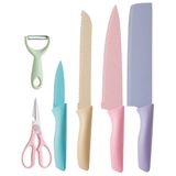 Kit Jogo Facas Coloridas 6pcs Chef Cozinha Churras Cor