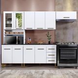 Cozinha Atenas Com Vidro Reflecta 10 Portas 3 Gavetas Kaiki Moveis Branco