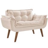 Poltrona Namoradeira 2 Lugares Opalla D Salla Suede Bege