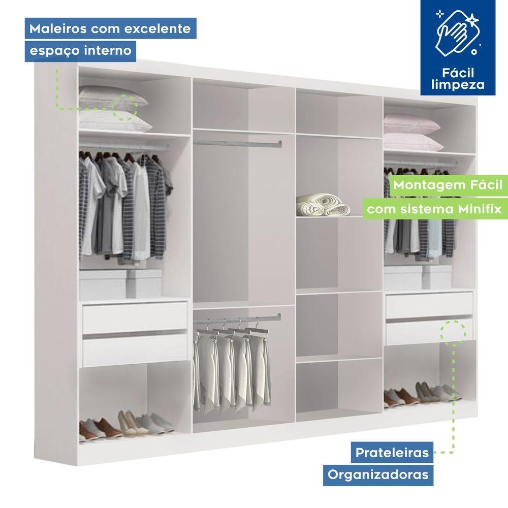 Closet Casal Sem Portas 4 Gavetas Florença Minastex Branco - Carrefour