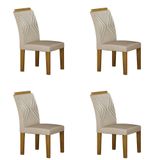 Kit 04 Cadeiras Sala De Jantar Clara Mdf Moveis Leifer Freijó,joli Palha