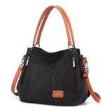 Bolsa De Ombro Feminina De Algodão E Couro Marrom