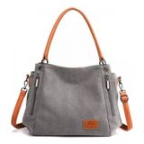 Bolsa De Ombro Feminina De Algodão E Couro Marrom