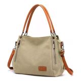 Bolsa De Ombro Feminina De Algodão E Couro Marrom