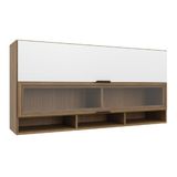 Armário De Cozinha Aéreo 2 Portas Com Vidro Módulo Suspenso Nogal/branco Batrol