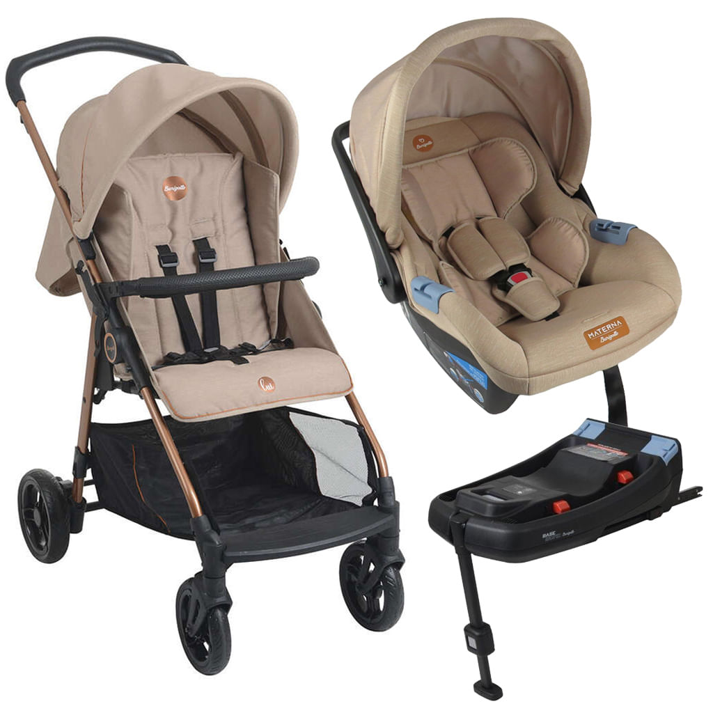 Carrinho De Bebê Lui Mon Amour Bebê Conforto E Base Isofix