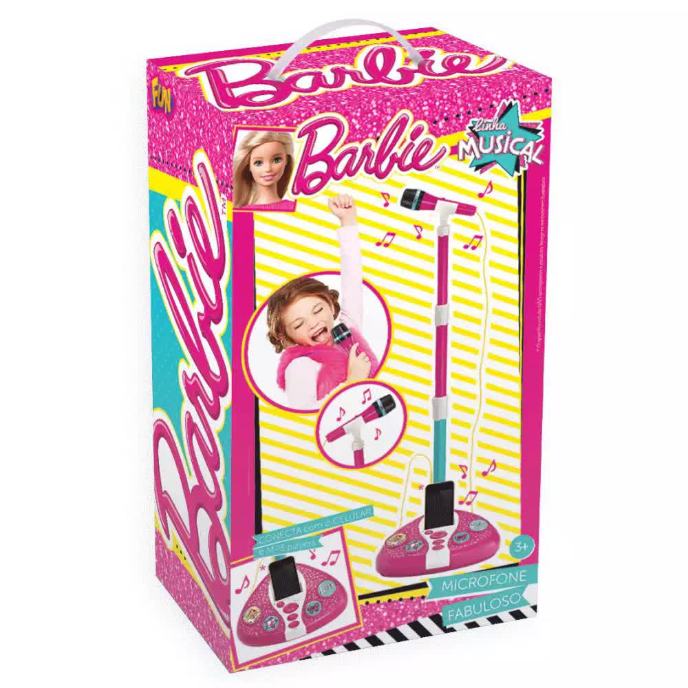 Microfone Fabuloso Barbie Com Função Mp3 Player Fun