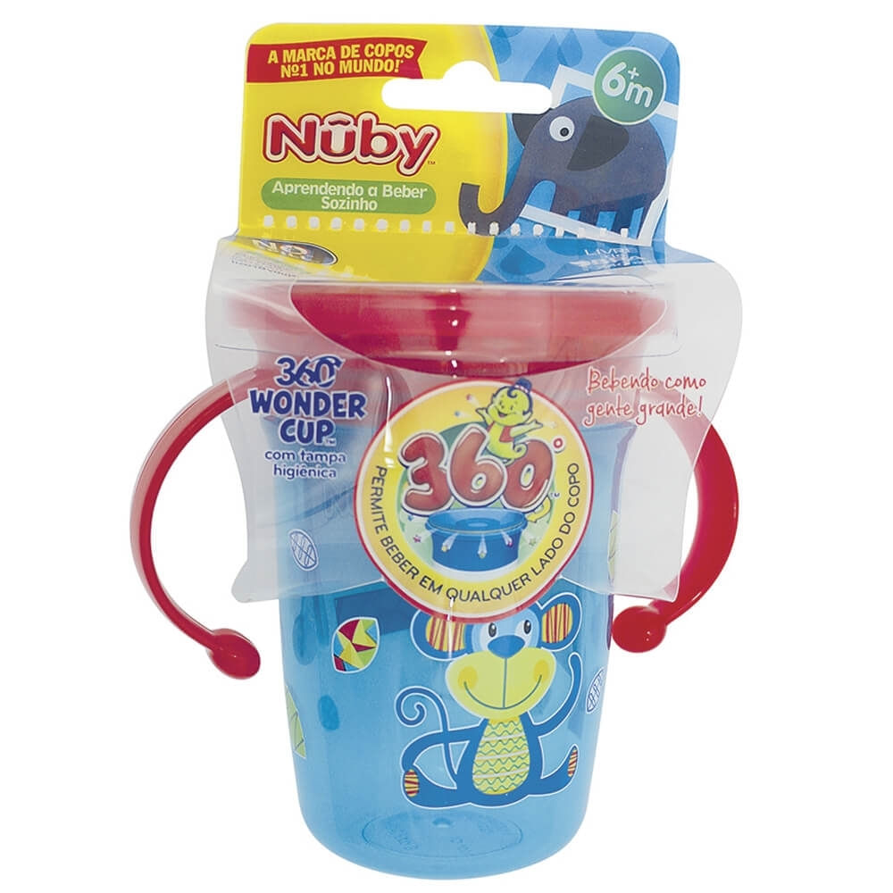 Copo Com Alca Decorado 360 Azul 240ml Cajovil