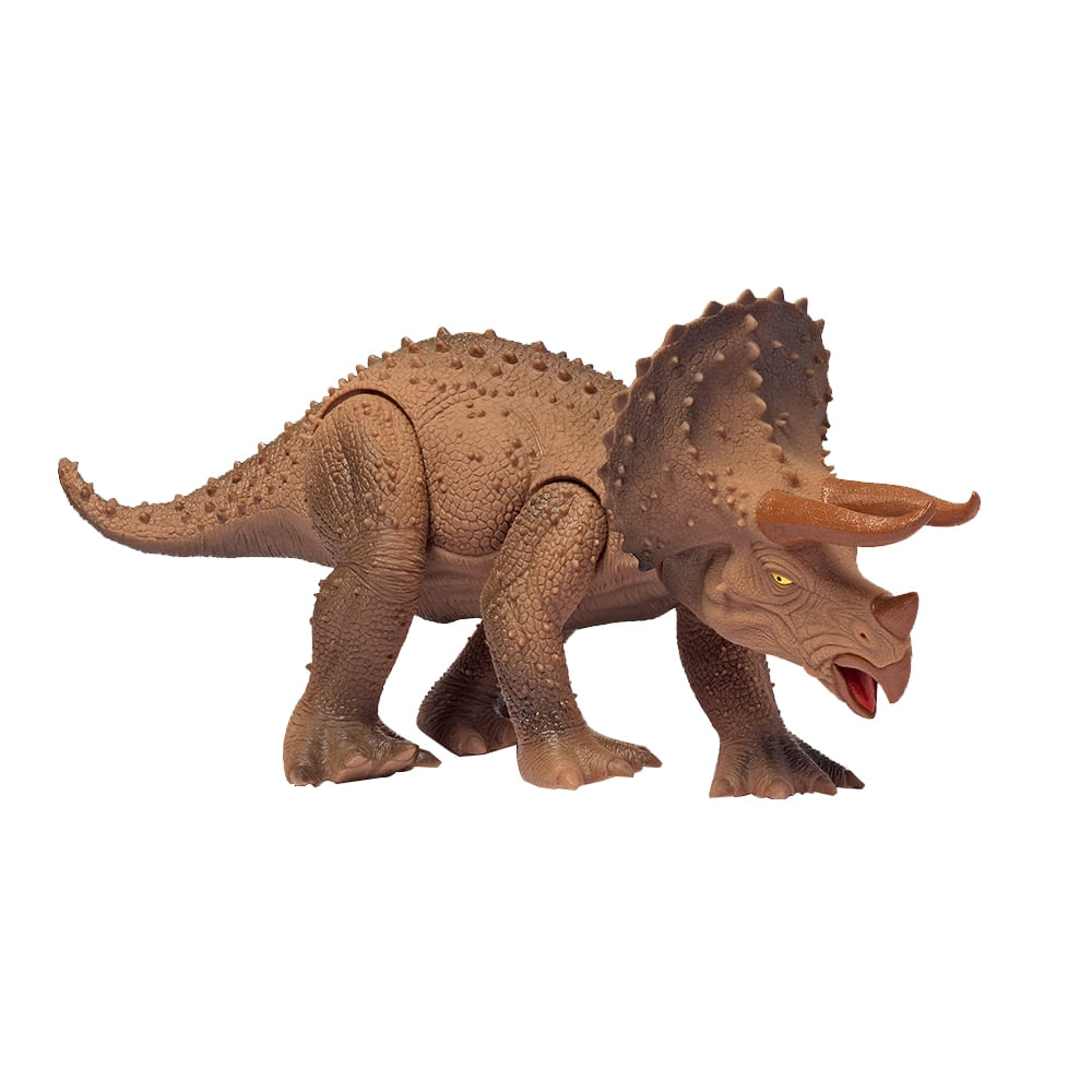 Dinossauro De Brinquedo Cotiplás Dino World Triceratops 45cm Marrom