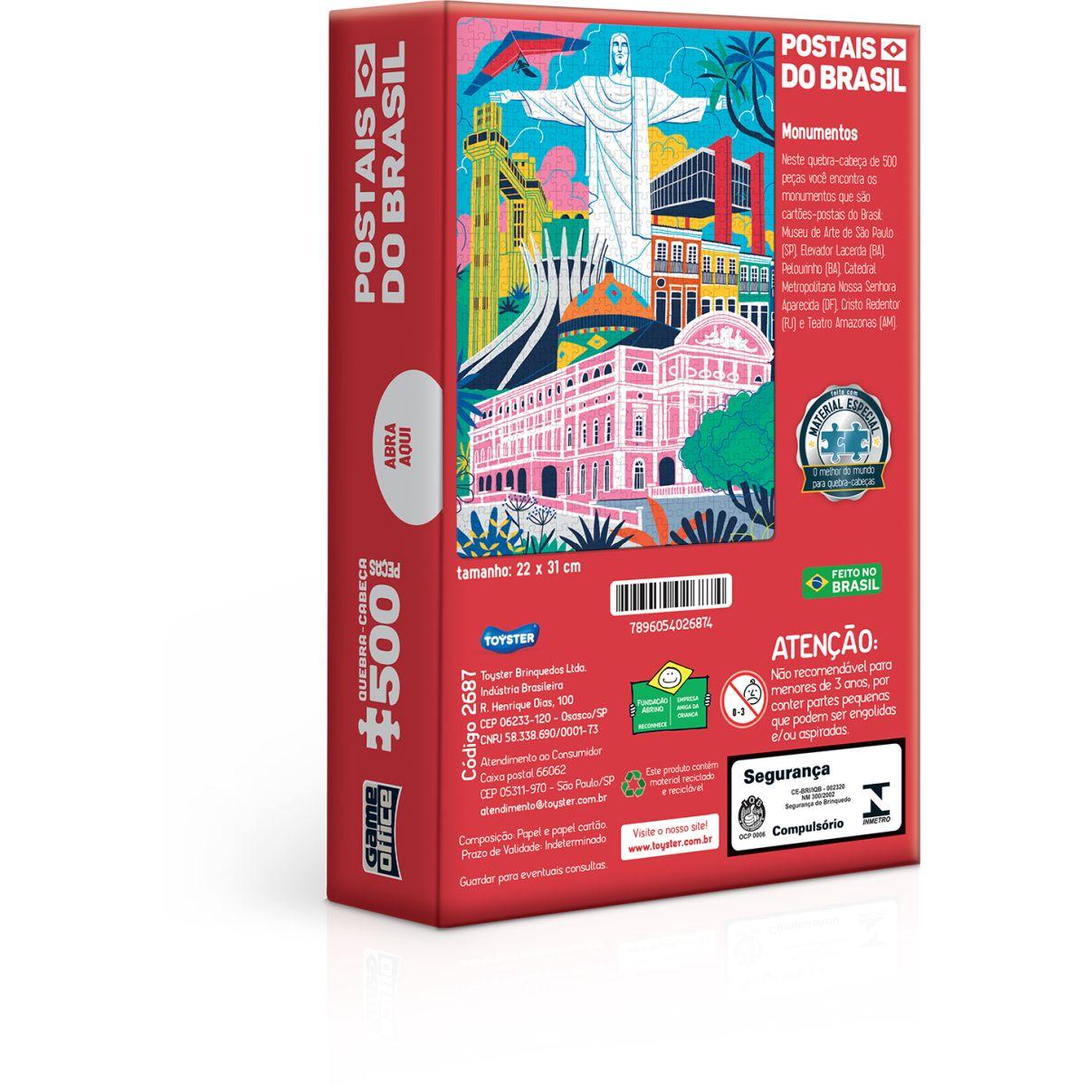 Quebra-cabeça 500 Peças Postais Do Brasil Game Office