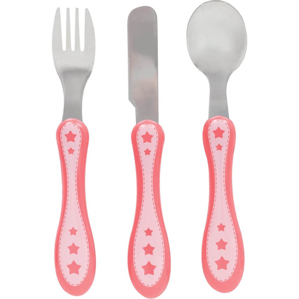Kit Talheres 3 Peças Estrelinha Rosa Buba