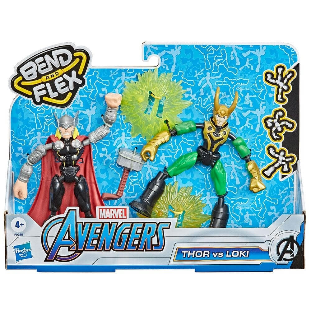 Boneco Bend Flex Thor E Loki Vingadores Marvel 20cm Hasbro