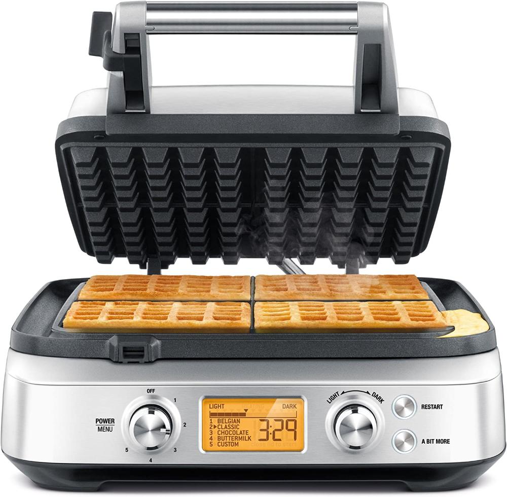 Breville BWM640XL Máquina de Waffle 4 Fatias Aço Inoxidável Prata 110V