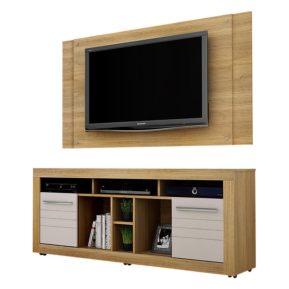 Rack Bancada Com Painel Extensível Firenze Cinamomo/off White Para Tv Até 50 - Valdemóveis