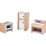 Haba Little Friends Kitchen Room Set - Móveis De Casa De Boneca De Madeira Para Bonecas Bendy De 4"