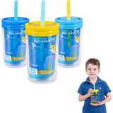 Franco Kids Pack De 3 Copos De Tumbler De Parede Dupla Isolado Reutilizável Com Canudos E Tampas, 12 Onças, Baby Shark 3 Conde