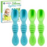 Colheres De Bebê De Silicone Para Bebê Led Desmamar 4-pack, Primeira Fase Baby Feeding Spoon Set Gum Friendly Bpa Lead Phthalate And Plastic Free, Gr