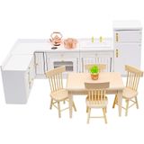 Hiawbon 1:12 Escala Dollhouse Madeira Móveis De Madeira Miniatura Móveis De Cozinha Conjunto Desaúdo De Móveis De Casa De Brinquedos Modelo De Móveis