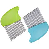 Cortador De Crinkle, Cortador De Fritas De Waffle De Aço Inoxidável, Helicóptero Ondulado Para Alface Manteiga De Cenoura De Batata, 2 Pcs (verde E A