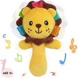 Brinquedos Soft Baby Rattle Para 0 3 6 9 9 Meses Pelúcia Leão De Pelúcia Mão Animal Chocalhos Squeaker Sticks Para Crianças Meninas Meninos