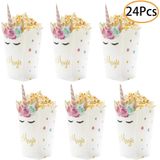 Festa De Aniversário De Unicórnio 24pcs Fornece Pipoca Unicórnio Caixa De Lanche Caixa De Doces Recipiente De Biscoito Para Chá De Bebê, Chuveiro De