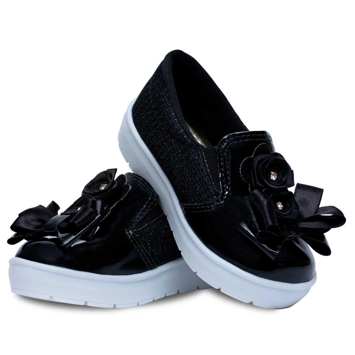 Tenis Iate Slipon Infantil Menina Feminino Casual Moda 11.42 Cor:preto,tamanho:22