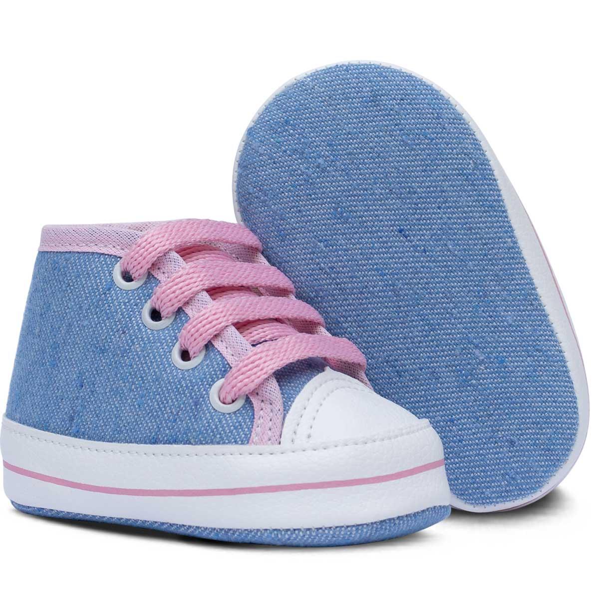 Tenis Bebe Star Menino Menina Sapatinho Infantil Macio 01.03 Cor:jeanserosa,tamanho:m