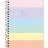 Caderno Colegial 1 Mat. Happy Color 80fls Espiral Capa Plastica Tilibra