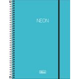 Caderno Univ. 10 Mat. Capa Plástica Neon Azul Tilibra