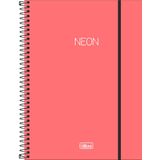 Caderno Univ. 10 Mat. Capa Plástica Neon Coral Tilibra