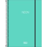 Caderno Univ. 1 Mat. Capa Plastica Neon Turquesa Tilibra