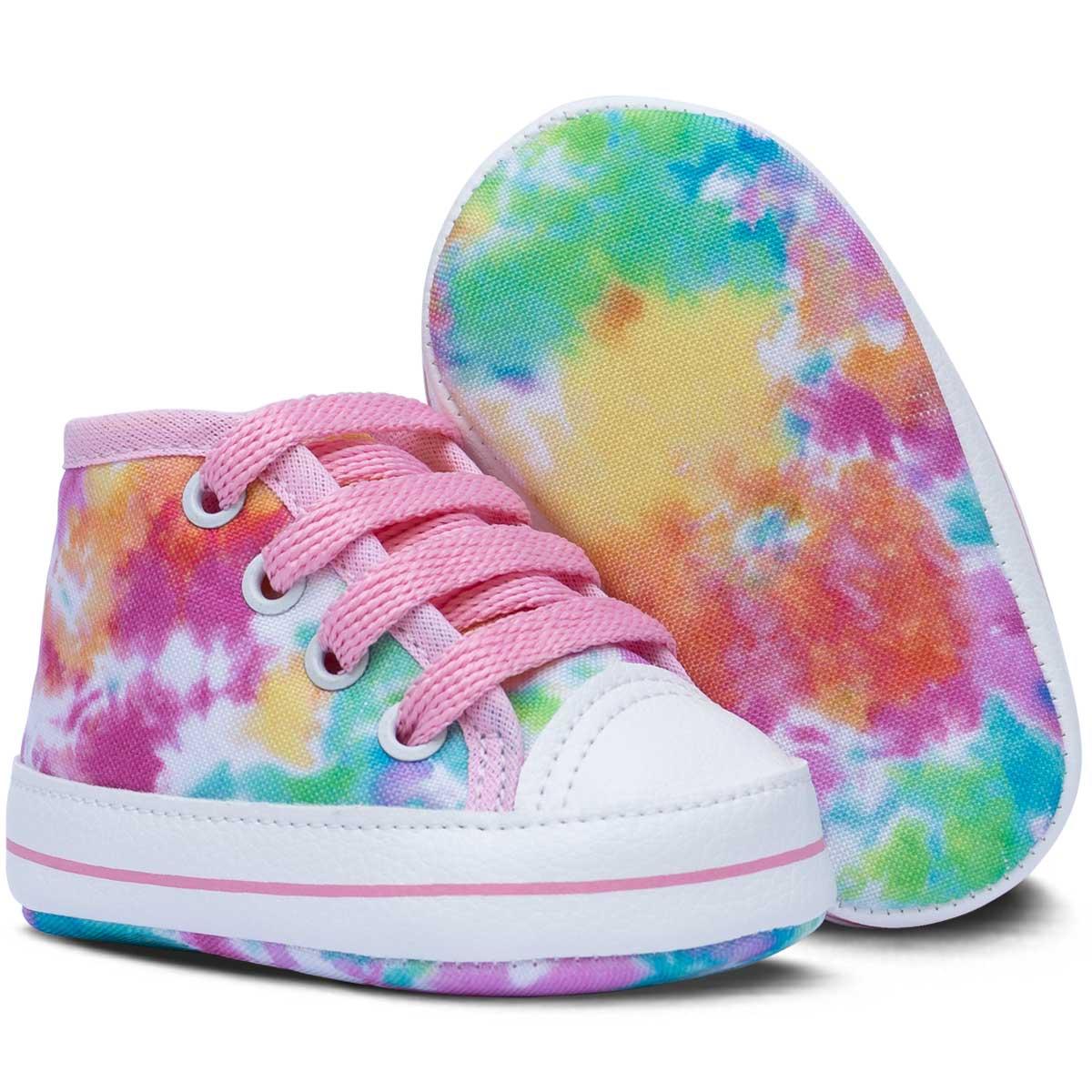 Tenis Bebe Star Menino Menina Sapatinho Infantil Macio 01.03 Cor:tiedye,tamanho:g