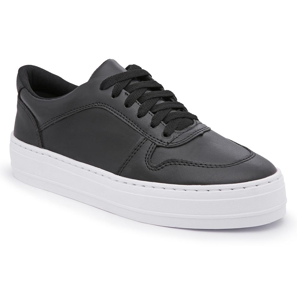 Tênis Flatform Feminino Cadarço Conforto Dia A Dia Leve Preto 39