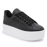 Tênis Casual Plataforma Feminino Cadarço Conforto Dia A Dia Preto 34