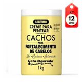 Kit C/12 Gota Dourada Fortalecimento Creme P/ Pentear 1kg