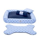 Kit Cama Pet Cachorro Ou Gato Realeza Azul Tam: G 04 Peças