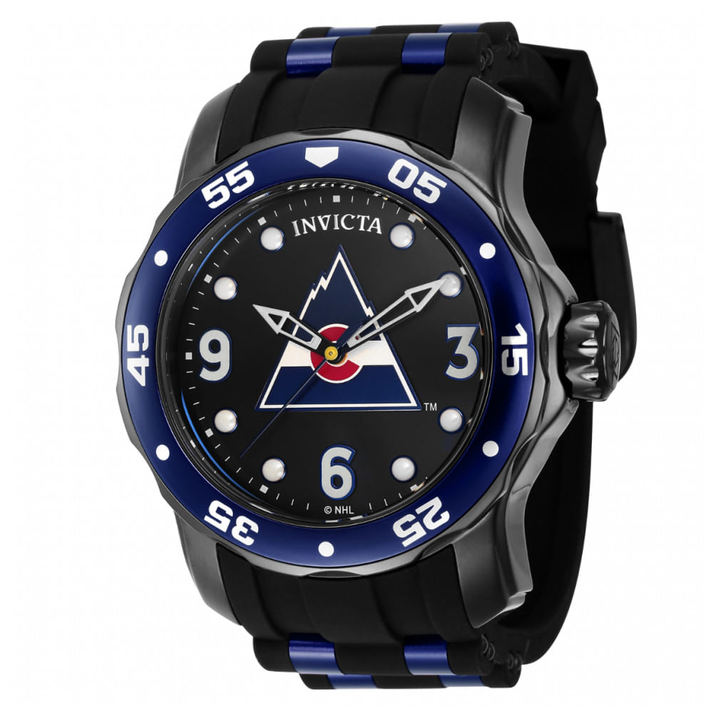 Relógio Masculino Nhl Colorado Avalanche, Invicta Zg42652, Preto E Azul