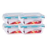 Kit 4 Pote Alimentos Hermético Marmita Vidro Fit 370ml