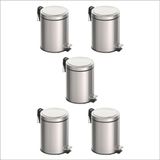 Kit Com 5 Lixeiras Brasil Inox Tramontina 5 Litros Com Pedal