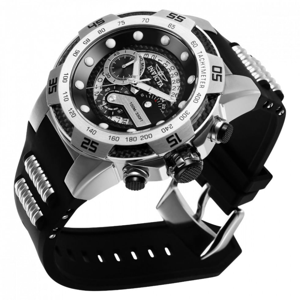 Relógio Masculino De Quartzo Speedway, Invicta Zg36597, Preto E Prata