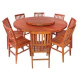 Conjunto Mesa De Jantar Redonda 1,6 M 8 Cadeiras Madri Em Madeira De Demolição Natural
