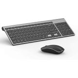 Teclado E Mouse Sem Fio, Joyaccess 2.4g Ergonômico E Slim Wireless Computer Keyboard Mouse Projetado Para Windows, Pc, Laptop, Tablet - Cinz