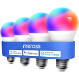 Lâmpada Inteligente, Lâmpadas Led Wifi Inteligentes Meross Funciona Com Alexa, Google Home, Dimmable E26 Multicolor 2700k-6500k Rgbww, 810 Lumens 60w