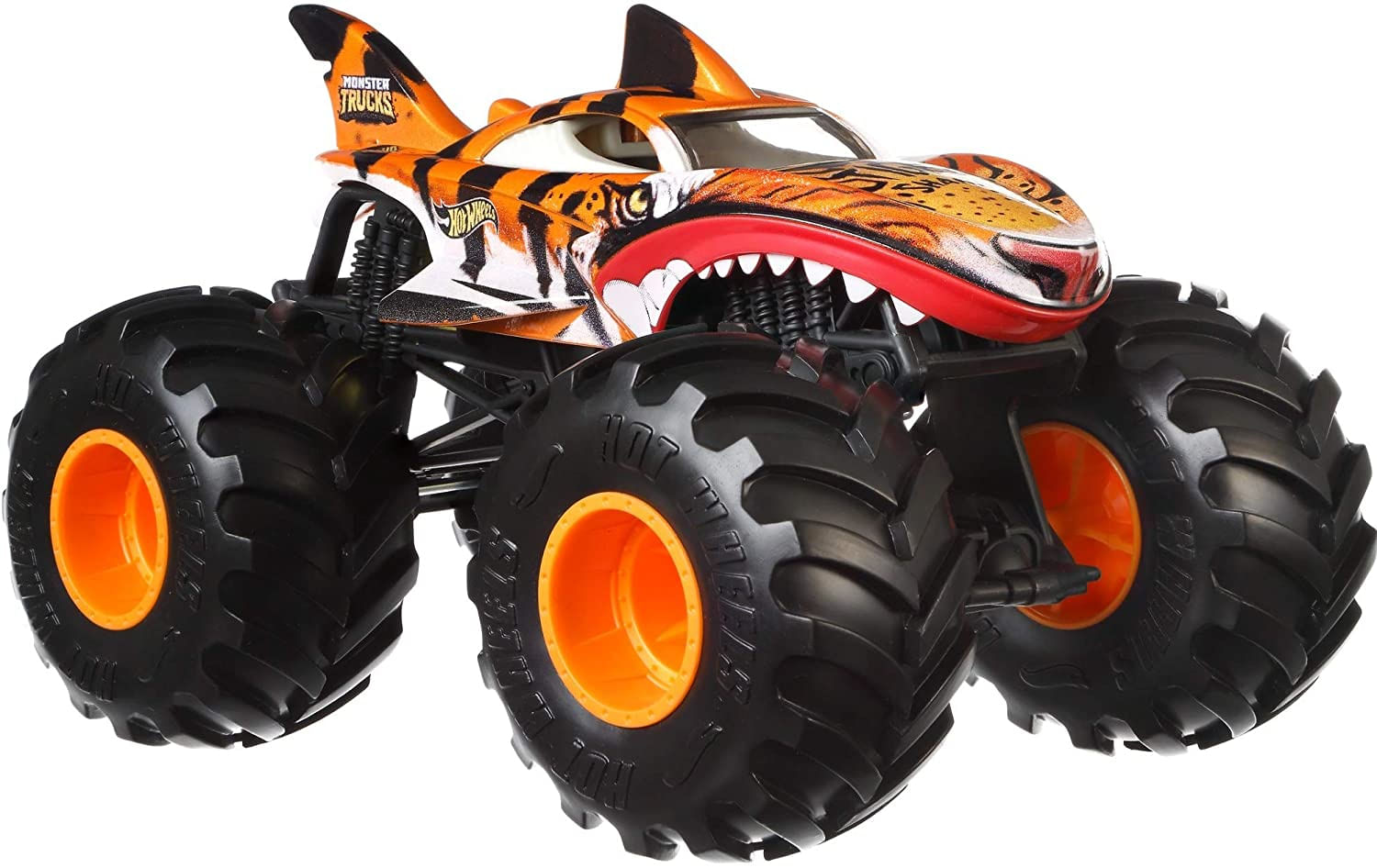 Hot Wheels Monster Trucks Tiger Shark Die-cast 124 Scale Veículo Com Rodas Gigantes Para Crianças De 3 A 8 Anos Grandes Caminhões De Brinqu