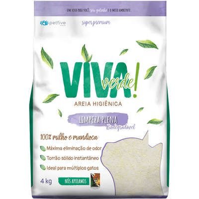 Areia Higiênica P/gatos Viva Verde Limpeza Plena 4kg