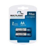 Pilha Recarregável Aa 2500mah 1.2v Multilaser Cb053 Par